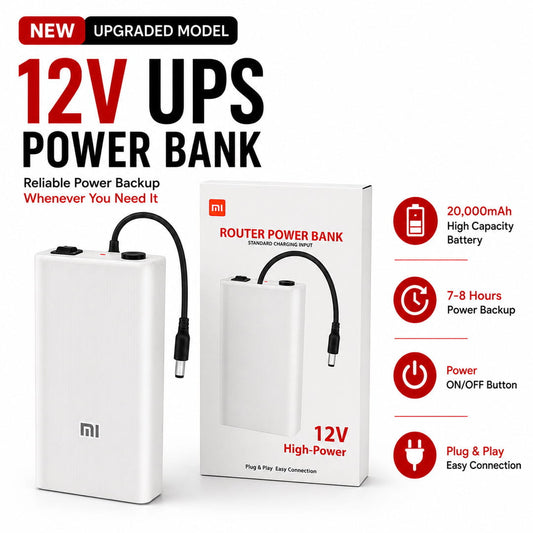 Premium12V Mini UPS Power Bank for WiFi Router & ONU – Up to 7– 8 Hours Backup